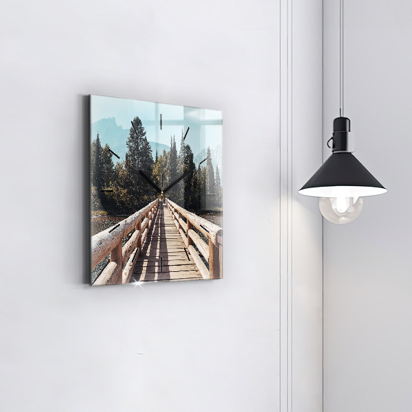 Čtvercové nástěnné hodiny Hory v Yellowstonu