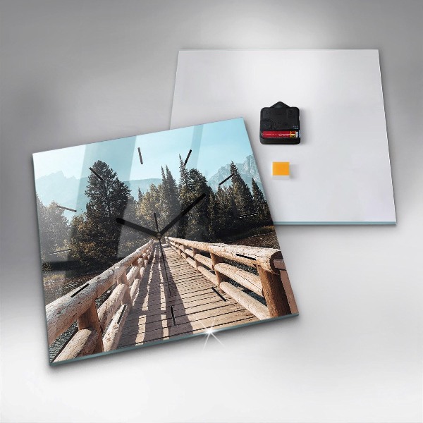 Čtvercové nástěnné hodiny Hory v Yellowstonu