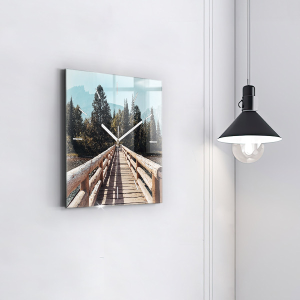 Čtvercové nástěnné hodiny Hory v Yellowstonu