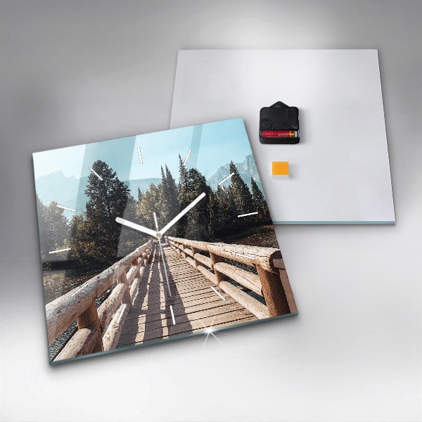 Čtvercové nástěnné hodiny Hory v Yellowstonu