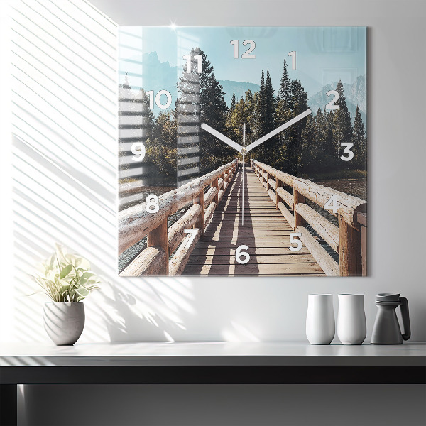 Čtvercové nástěnné hodiny Hory v Yellowstonu