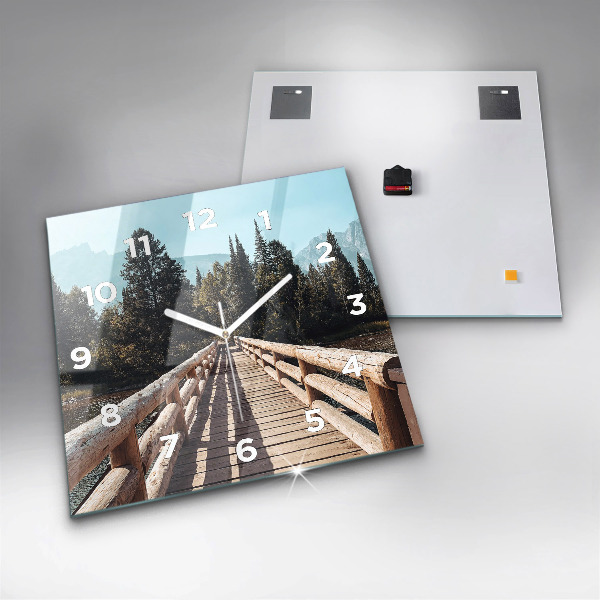 Čtvercové nástěnné hodiny Hory v Yellowstonu