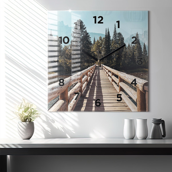 Čtvercové nástěnné hodiny Hory v Yellowstonu