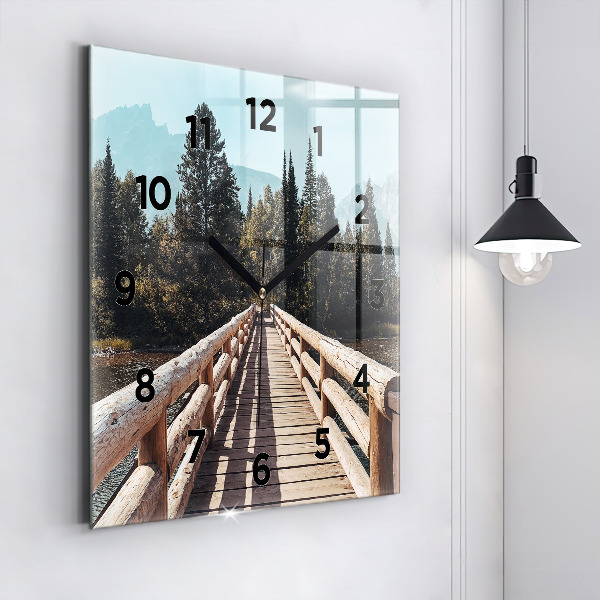 Čtvercové nástěnné hodiny Hory v Yellowstonu