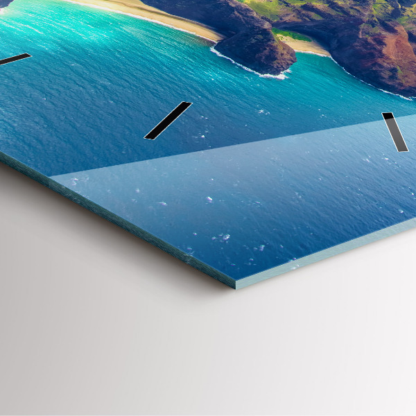 Čtvercové nástěnné hodiny Moře na Havaji