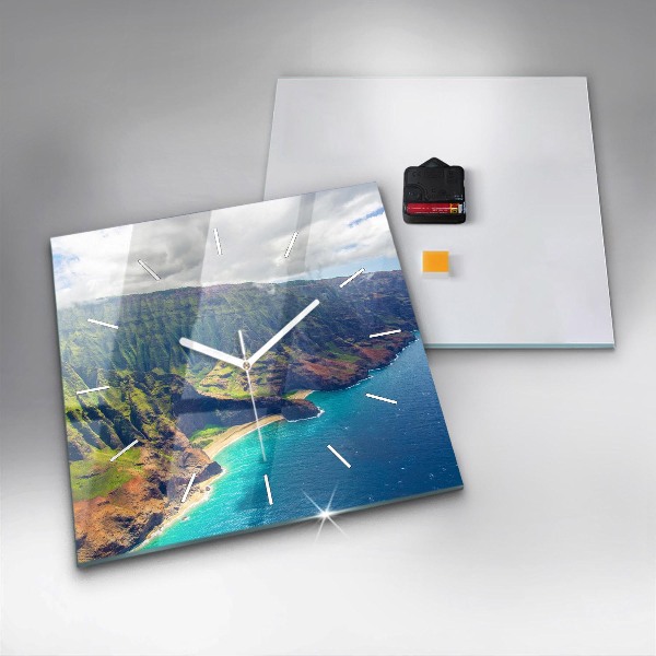 Čtvercové nástěnné hodiny Moře na Havaji