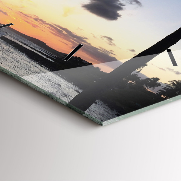 Čtvercové nástěnné hodiny Palma a východ slunce