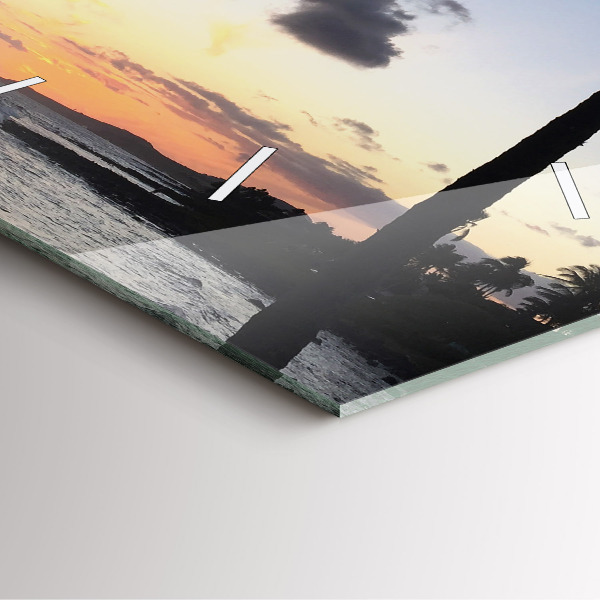 Čtvercové nástěnné hodiny Palma a východ slunce