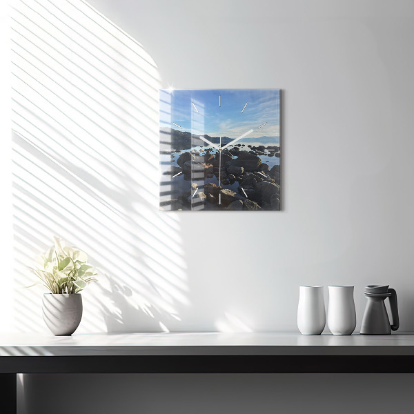 Čtvercové nástěnné hodiny Pohled na moře