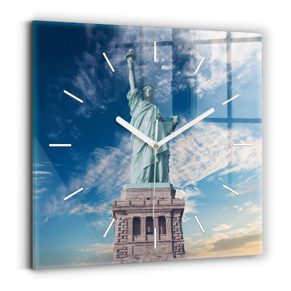 Čtvercové nástěnné hodiny Socha Svobody New York