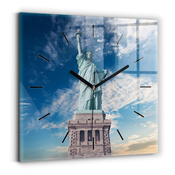 Čtvercové nástěnné hodiny Socha Svobody New York