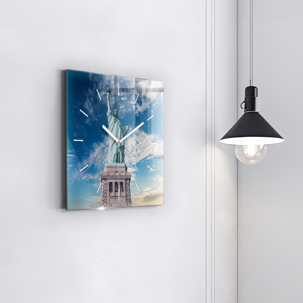 Čtvercové nástěnné hodiny Socha Svobody New York