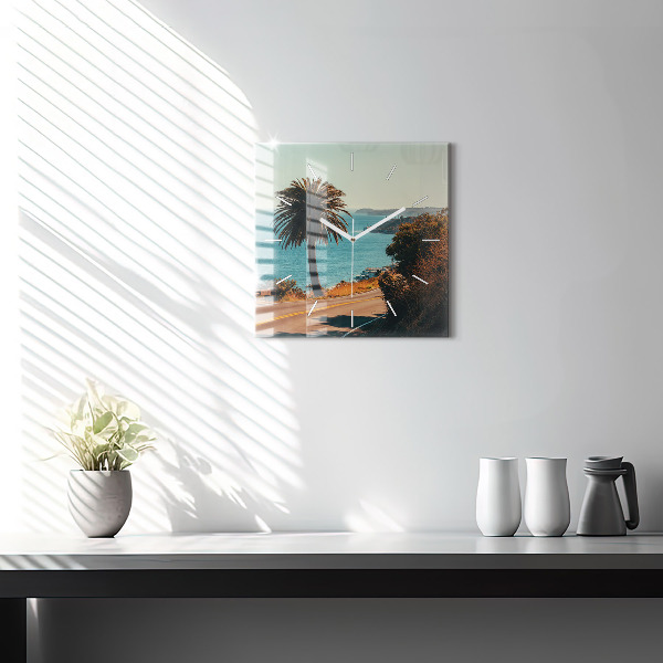 Čtvercové nástěnné hodiny Palmy v Malibu