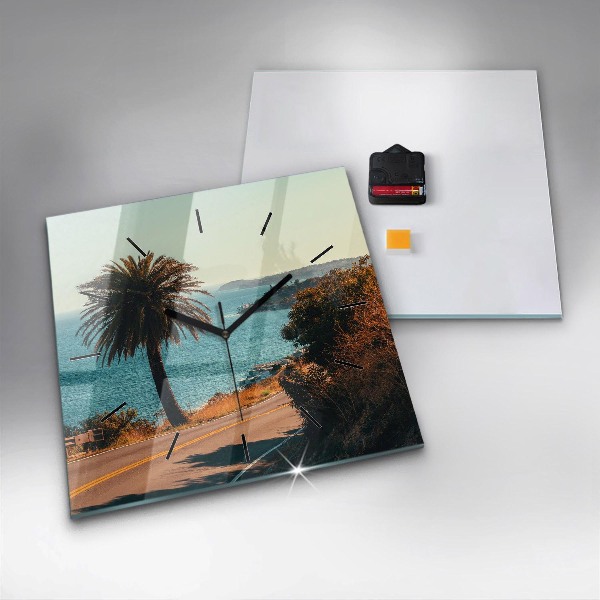 Čtvercové nástěnné hodiny Palmy v Malibu