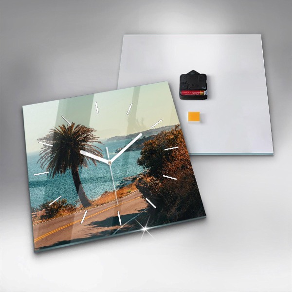 Čtvercové nástěnné hodiny Palmy v Malibu