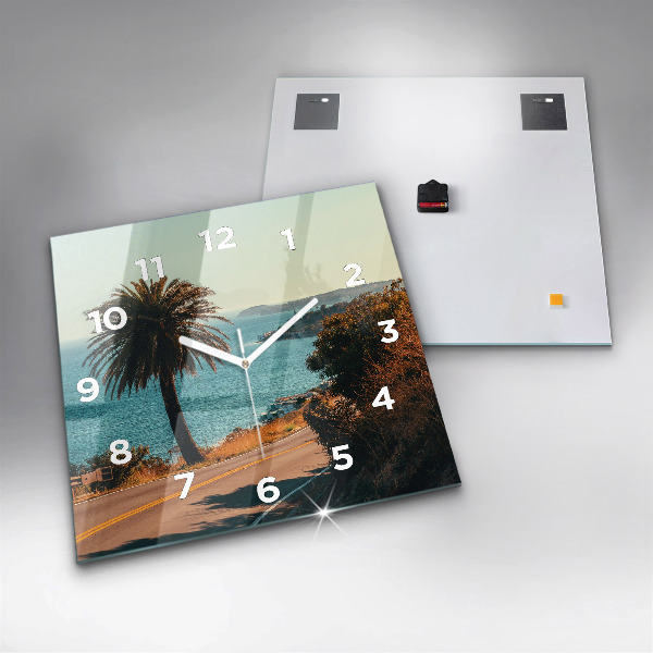 Čtvercové nástěnné hodiny Palmy v Malibu