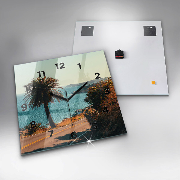 Čtvercové nástěnné hodiny Palmy v Malibu