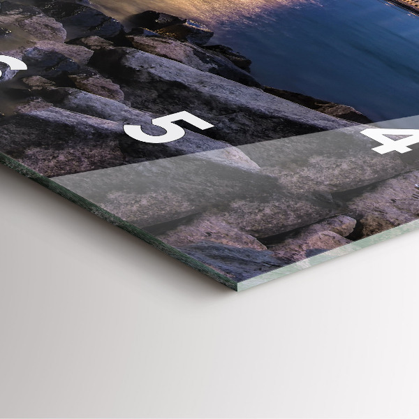 Čtvercové nástěnné hodiny Skalnaté pobřeží pod mostem