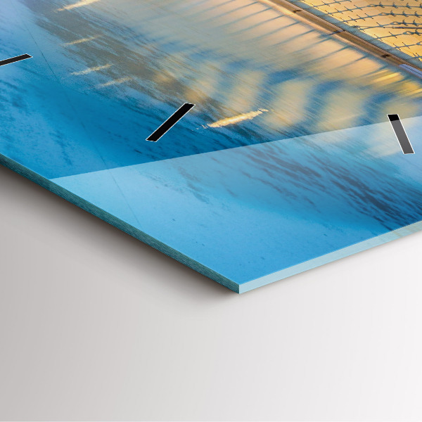 Čtvercové nástěnné hodiny Západ slunce ve městě