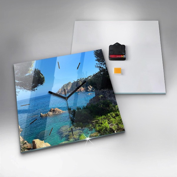 Čtvercové nástěnné hodiny Pobřeží Costa Brava