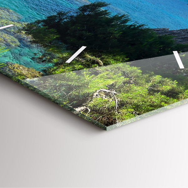 Čtvercové nástěnné hodiny Pobřeží Costa Brava