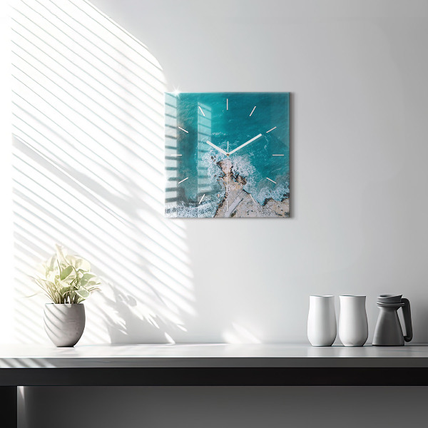 Čtvercové nástěnné hodiny Fjordy na pobřeží Costa Blanca