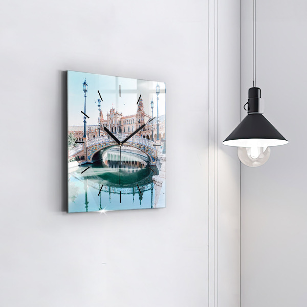 Čtvercové nástěnné hodiny Španělské náměstí v Seville