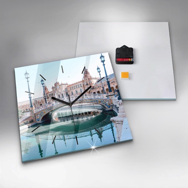 Čtvercové nástěnné hodiny Španělské náměstí v Seville