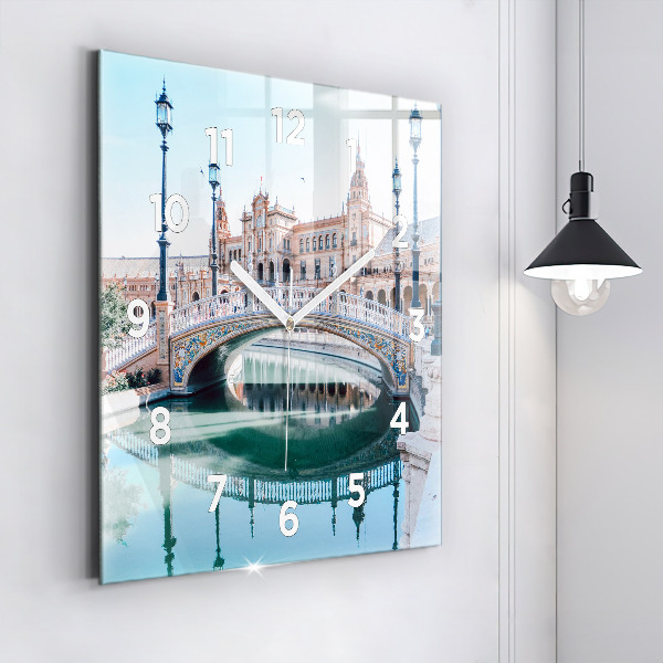 Čtvercové nástěnné hodiny Španělské náměstí v Seville