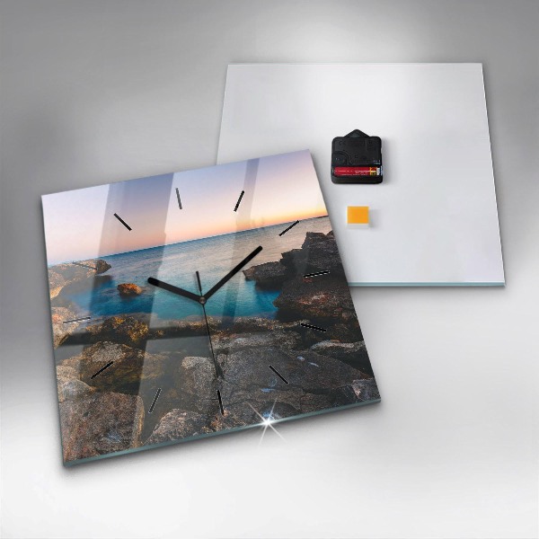 Čtvercové nástěnné hodiny Mořská krajina