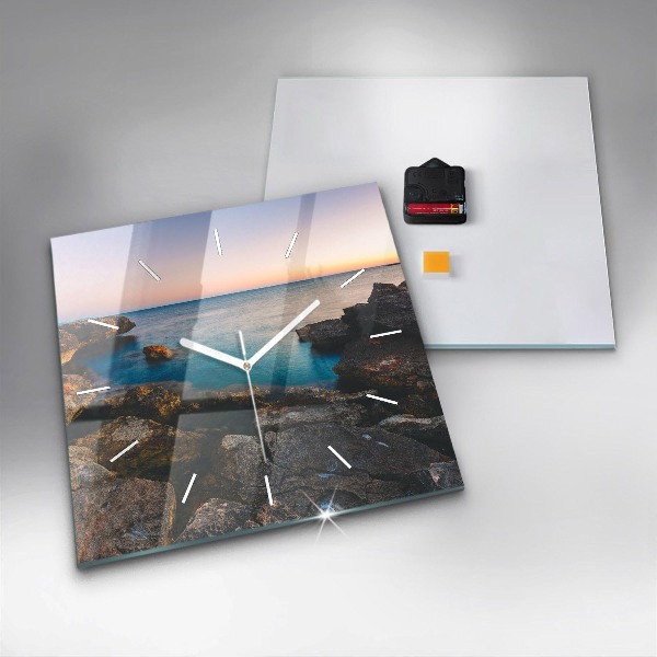 Čtvercové nástěnné hodiny Mořská krajina