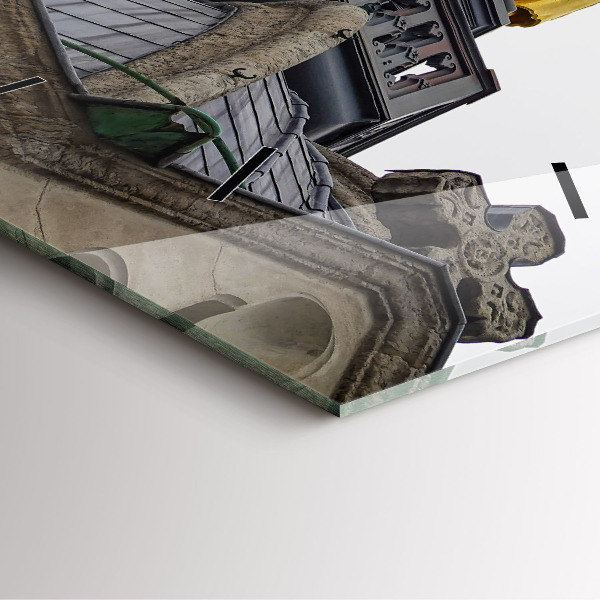 Čtvercové nástěnné hodiny Socha Panny Marie v Lyonu