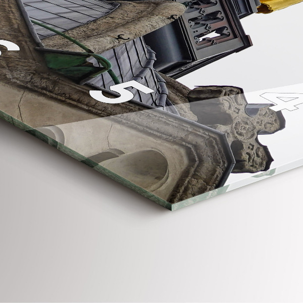 Čtvercové nástěnné hodiny Socha Panny Marie v Lyonu