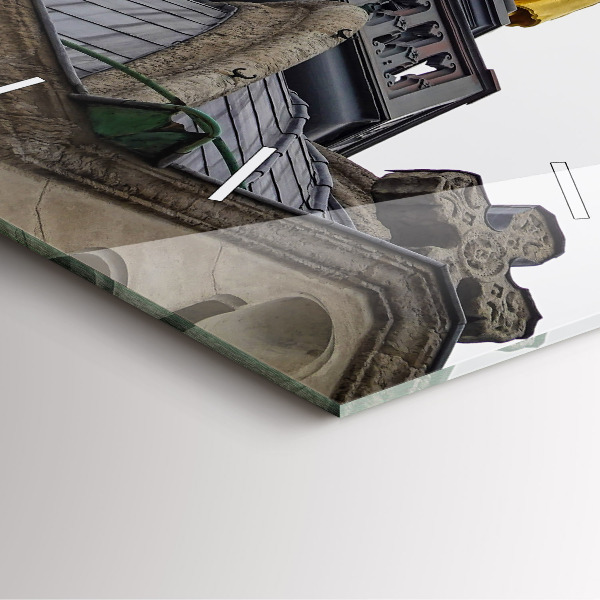 Čtvercové nástěnné hodiny Socha Panny Marie v Lyonu