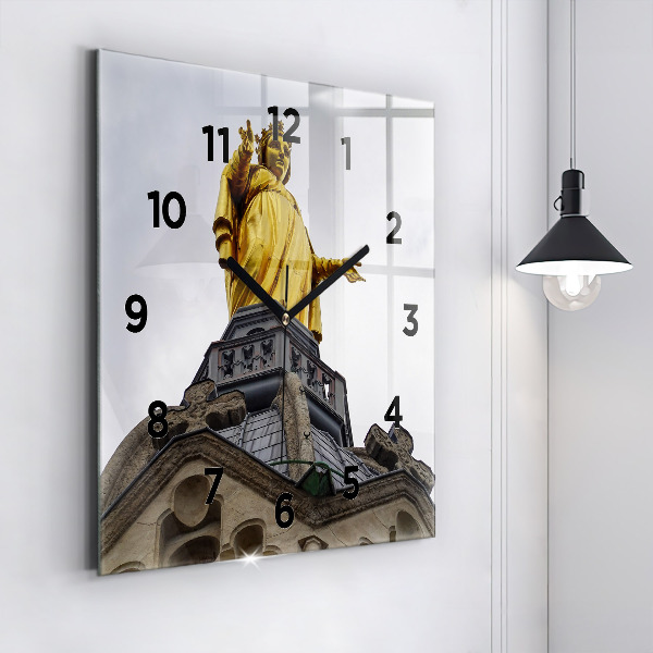 Čtvercové nástěnné hodiny Socha Panny Marie v Lyonu