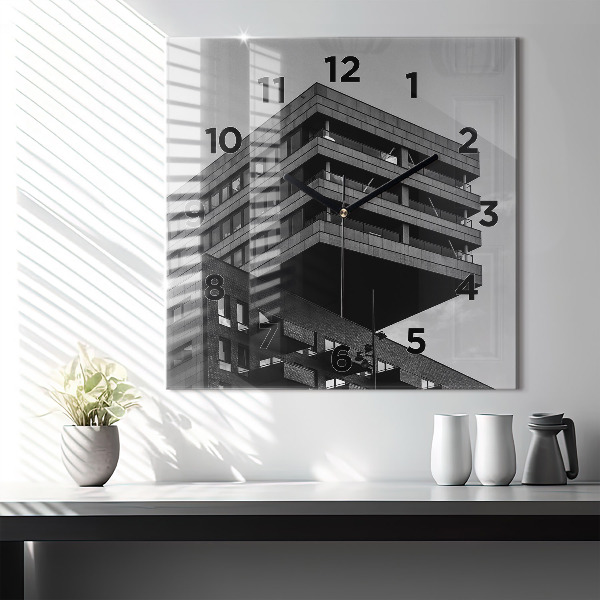 Čtvercové nástěnné hodiny Architektura v Amsterdamu