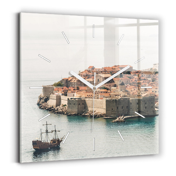 Čtvercové nástěnné hodiny Plachetnice v Dubrovníku