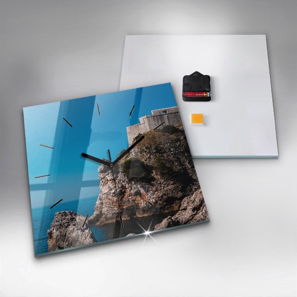 Čtvercové nástěnné hodiny Útesy v Dubrovníku