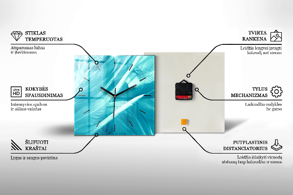 Čtvercové nástěnné hodiny Útesy v Dubrovníku