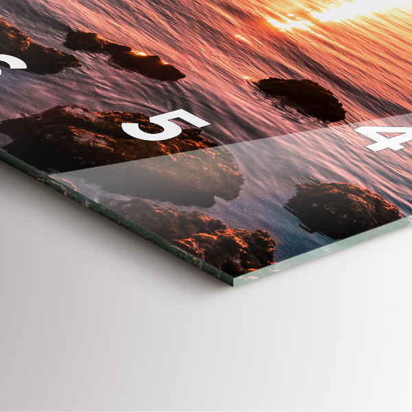 Čtvercové nástěnné hodiny Skály při západu slunce