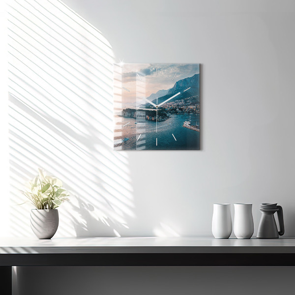 Čtvercové nástěnné hodiny Ostrov v Chorvatsku