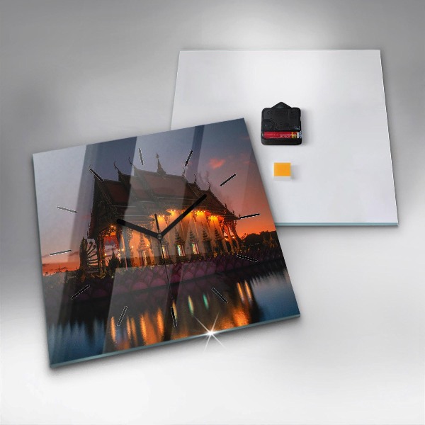 Čtvercové nástěnné hodiny Chrám v Bangkoku