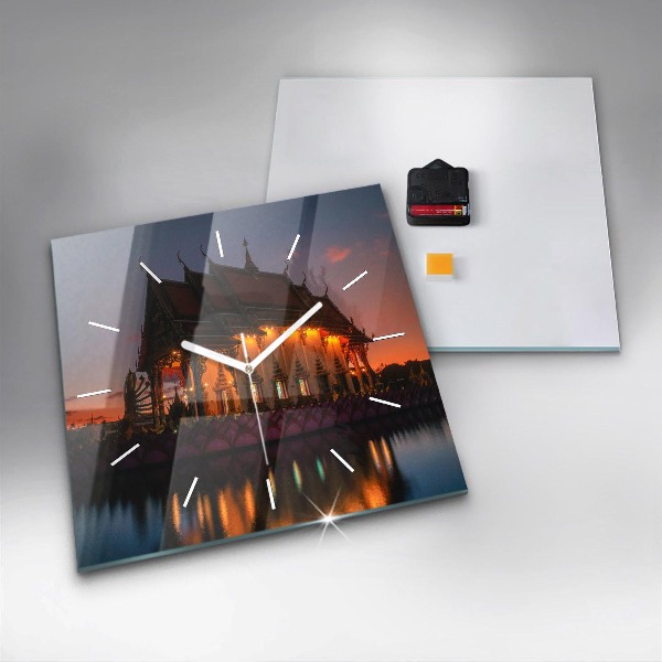 Čtvercové nástěnné hodiny Chrám v Bangkoku