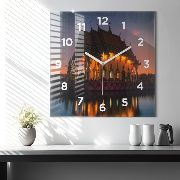 Čtvercové nástěnné hodiny Chrám v Bangkoku