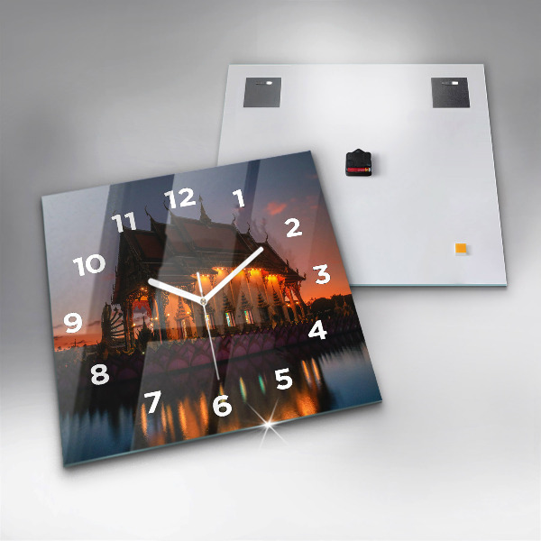 Čtvercové nástěnné hodiny Chrám v Bangkoku