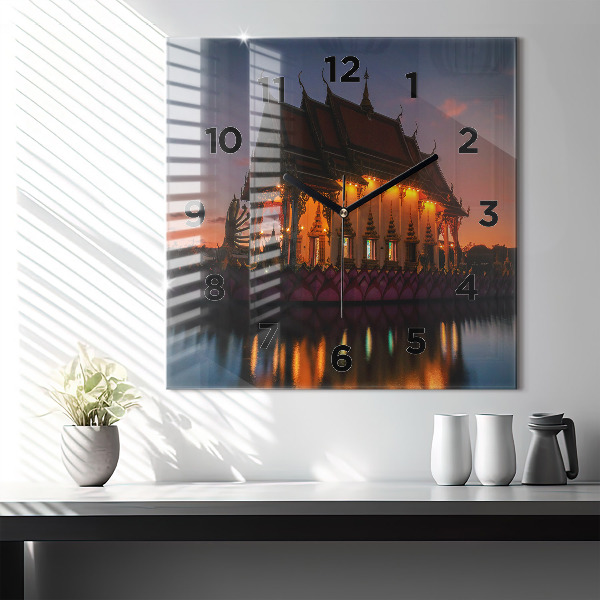 Čtvercové nástěnné hodiny Chrám v Bangkoku