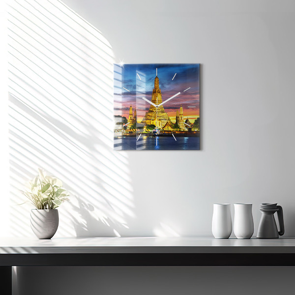 Skleněné hodiny čtvercové Chrám v Bangkoku