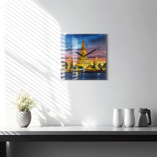 Skleněné hodiny čtvercové Chrám v Bangkoku