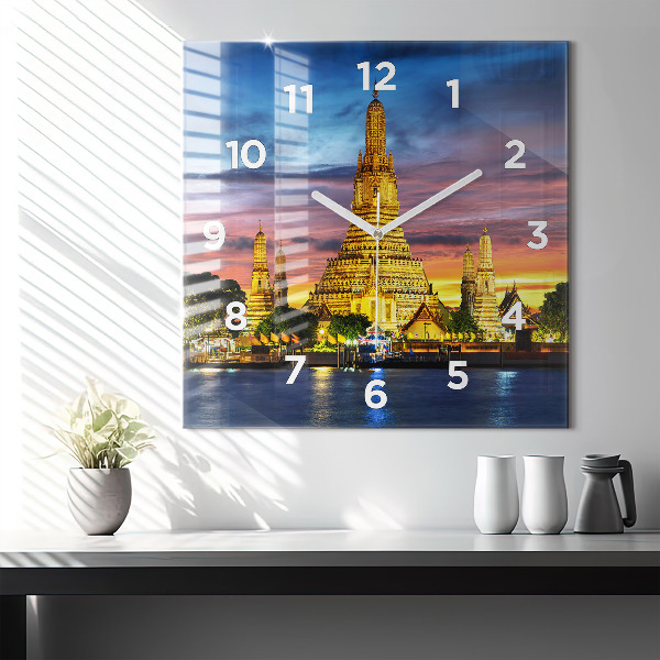 Skleněné hodiny čtvercové Chrám v Bangkoku