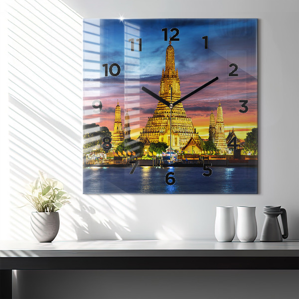 Skleněné hodiny čtvercové Chrám v Bangkoku